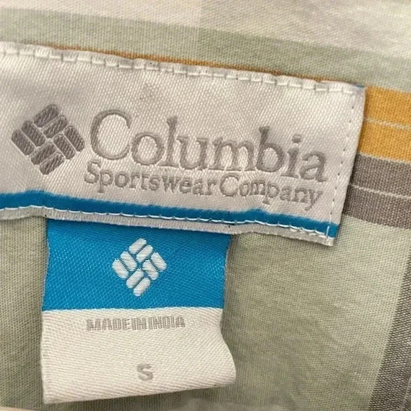 Columbia Men’s Long Sleeve Button Down Plaid Orange & Gray SZ S - Picture 4 of 6